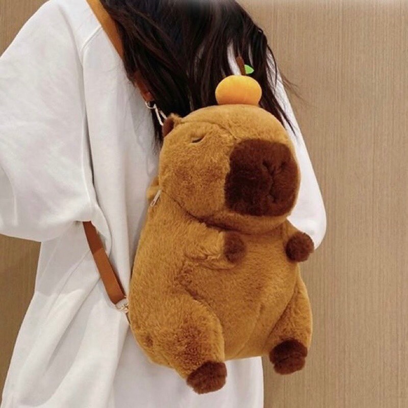 Capybara Backpack with Orange Team - Cartoon Girls Backpack Cute Luxury ...