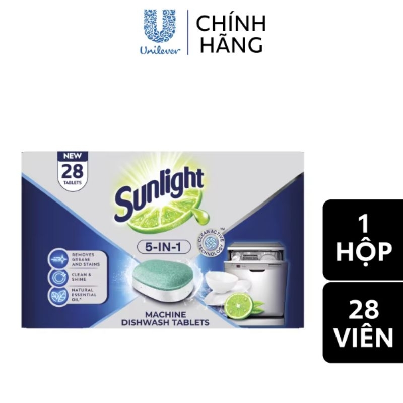 Sunlight 5 in 1 dishwashing tablets - 1 box of 28 tablets | Shopee ...