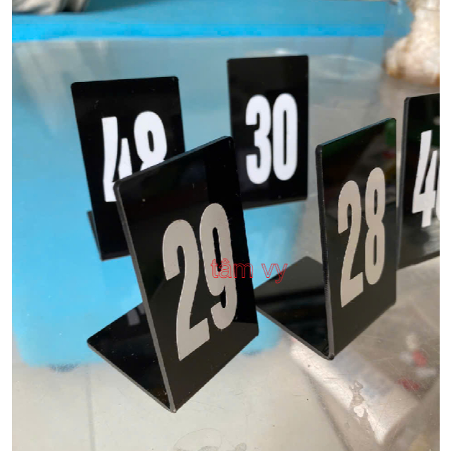 Table number, pick up number, Mica with L-shaped legs, table numbering ...
