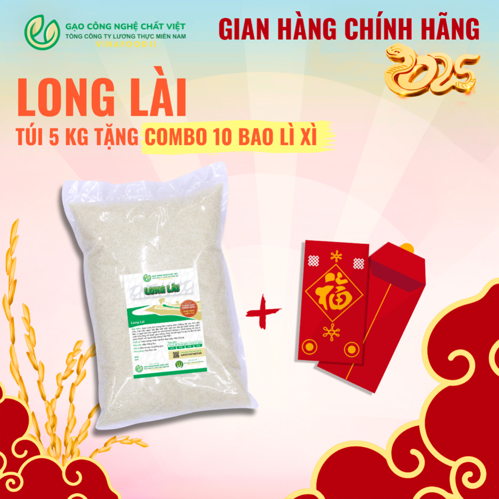 Long Lai Rice 5kg Bag - Quality Vietnamese Technology Rice - Free Combo ...