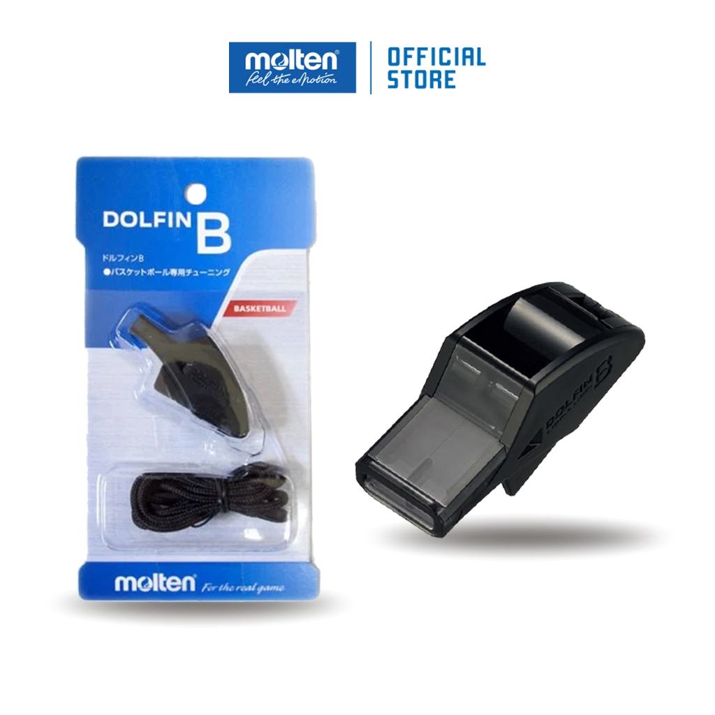 Fischietto Da Arbitro MOLTEN RA0080-K DOLFIN B - Nero, Volume 124 DB, Con Catena, Made In Japan