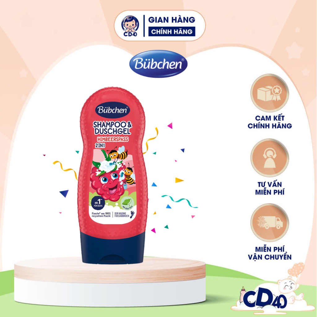 BUBCHEN HimbeerspaB 2in1 Baby Shower Gel Raspberry Flavor Full Body ...
