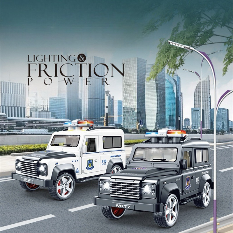 Land rover defender police car toy with carbon plastic light sound ...