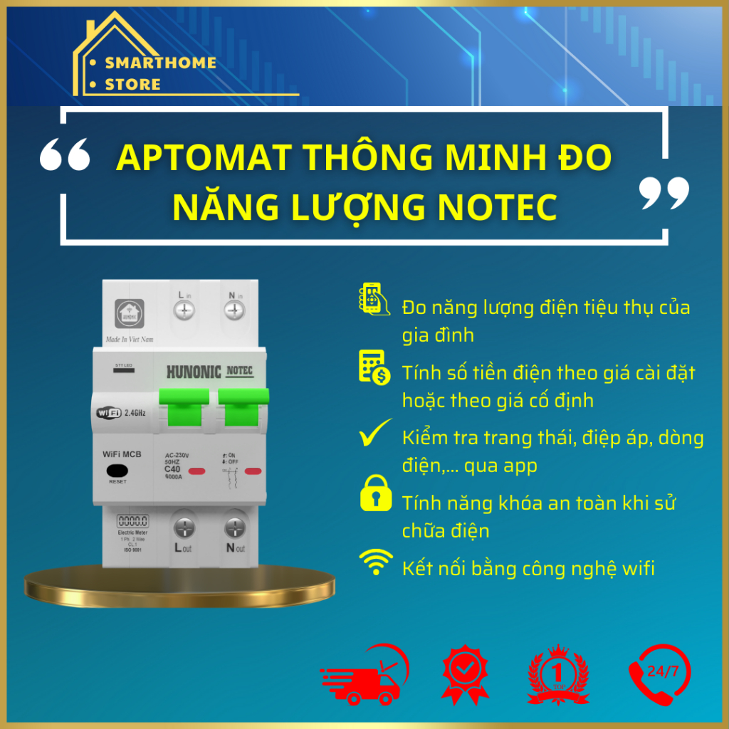 Hunonic Notec Smart Circuit Breaker Aptomat - Energy Monitoring, Remote ...