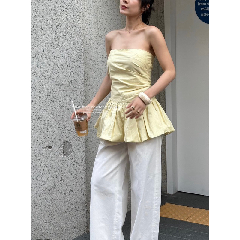 STRAPLESS BLOOM TOP | Milk Yellow Tube Top (original photo) | Shopee ...