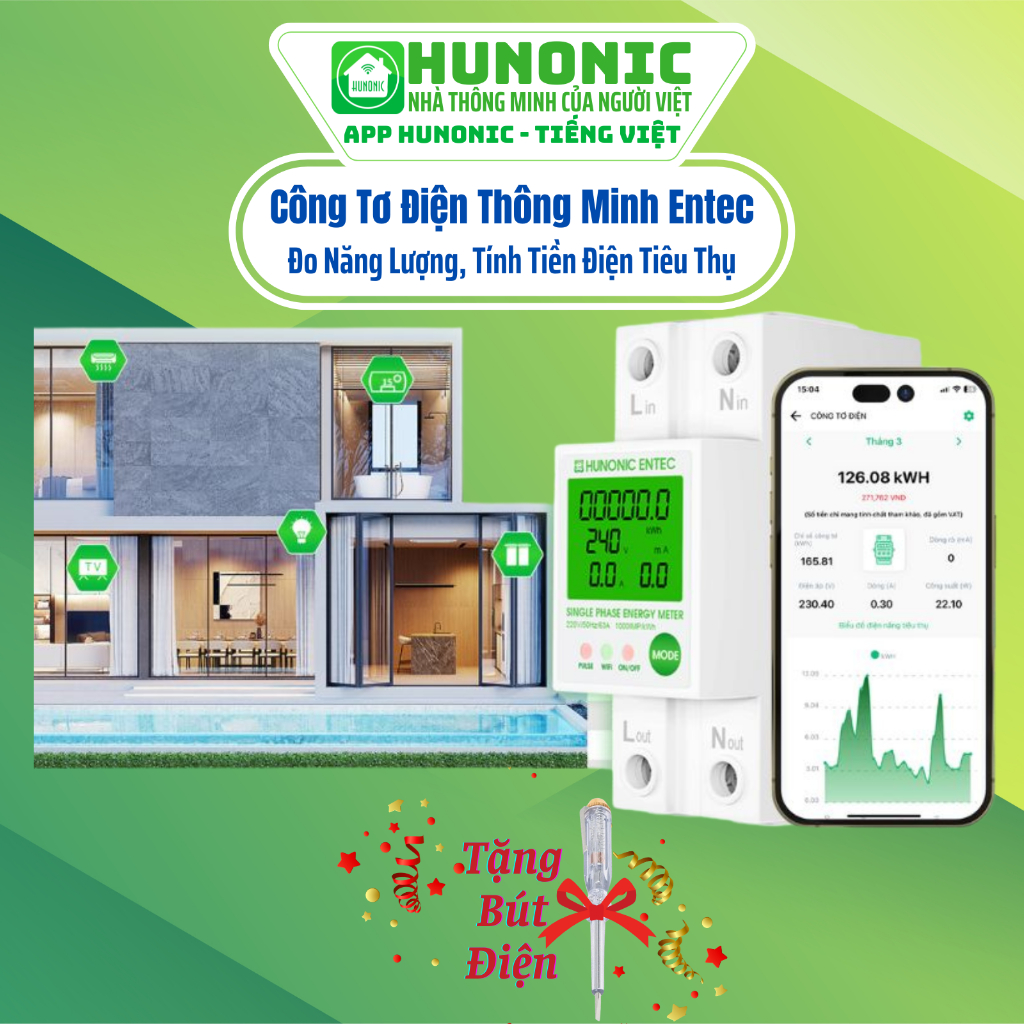 Hunonic Entec Wifi Electronic Meter, Switch, Monitor, Measure Power ...