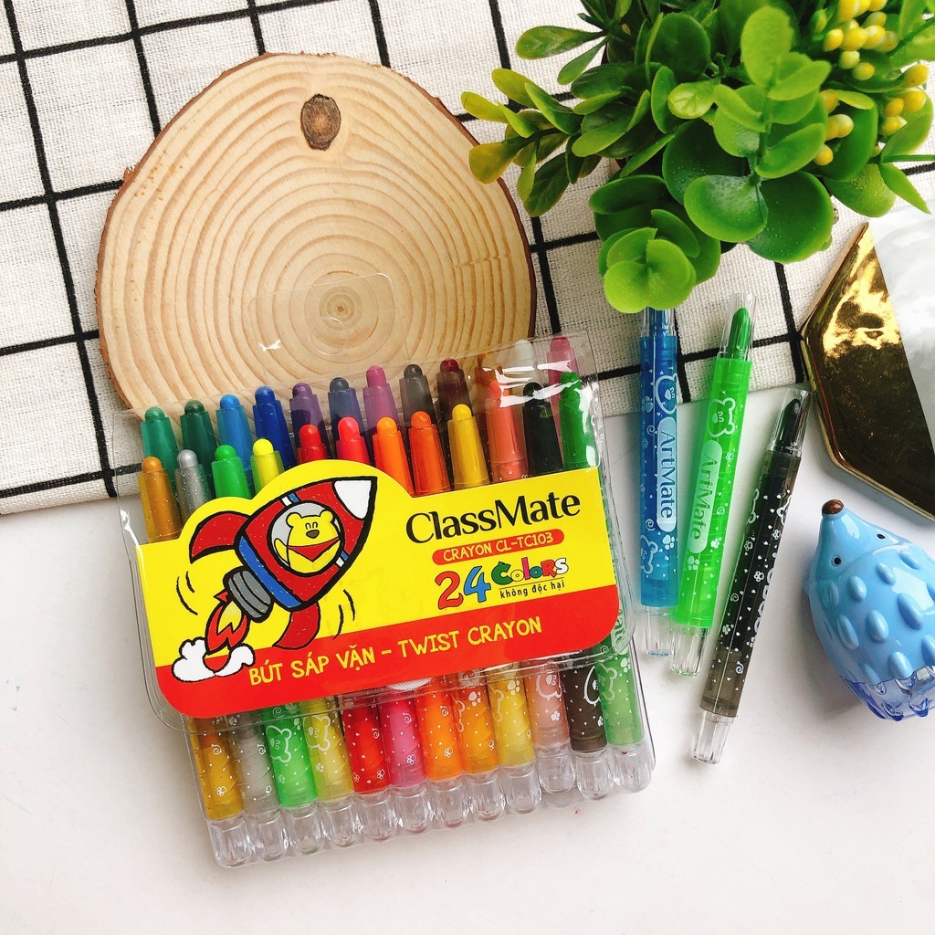 CLASSMATE screw-on wax crayons set 12,18,24 colors Crayon Artmate ...