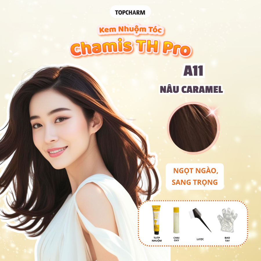 Chamis TH PRO Hair Color Cream Caramel Brown A11 luxurious unbleached ...