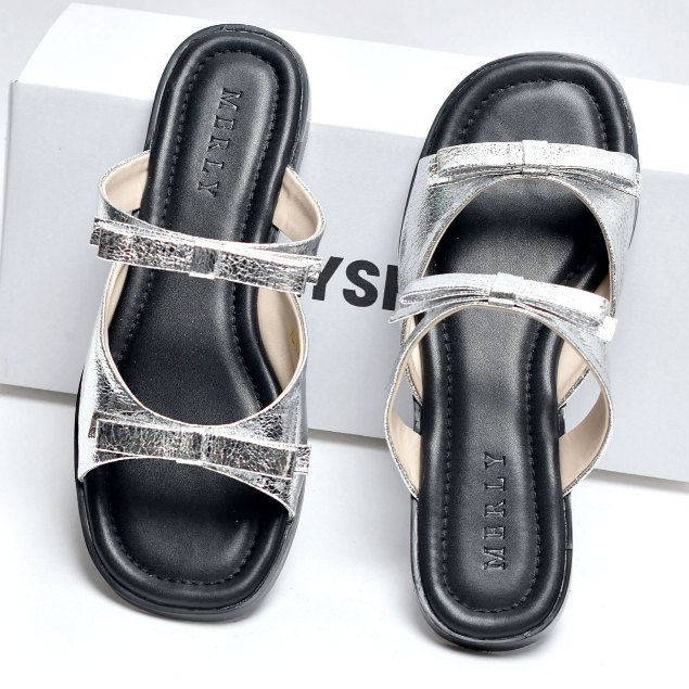 Merly 1632 Women's Slippers with Bow Straps, Square Toe, Soft and ...