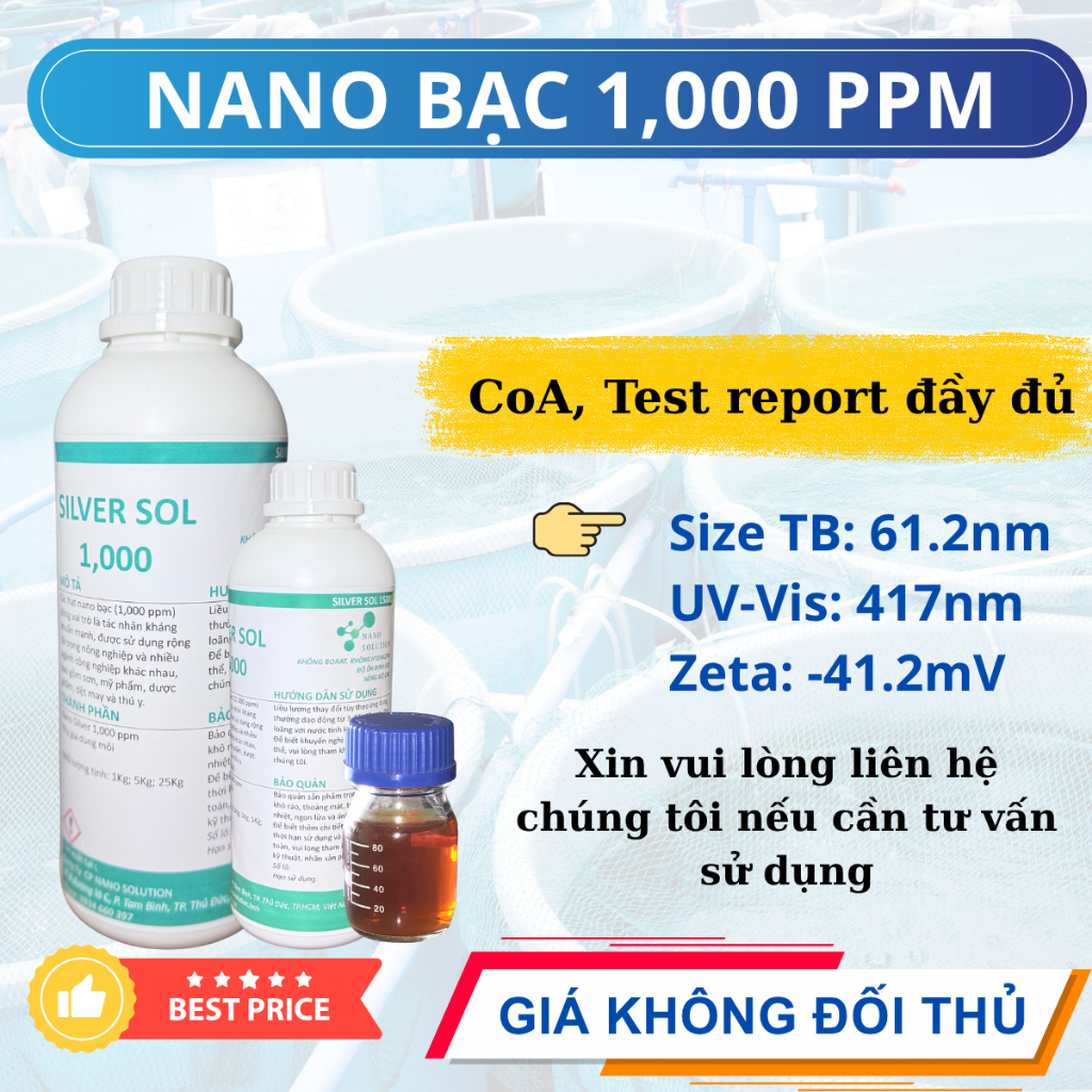 Nano silver solution 1000ppm 1 liter, nano silver technology solution ...
