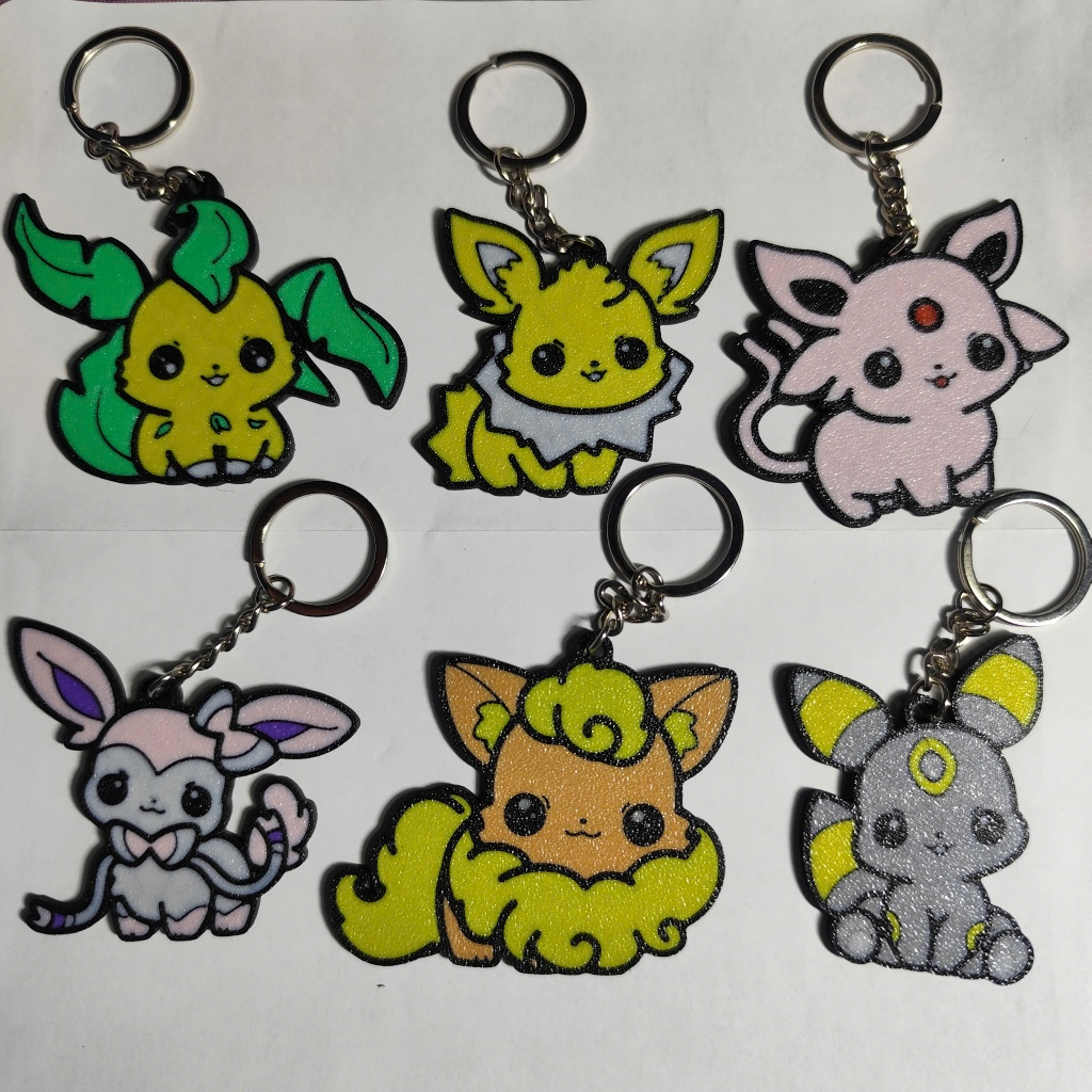 Pokemon Eevee Keychain & Unique 3D Printed Evolution Forms, Lovely ...