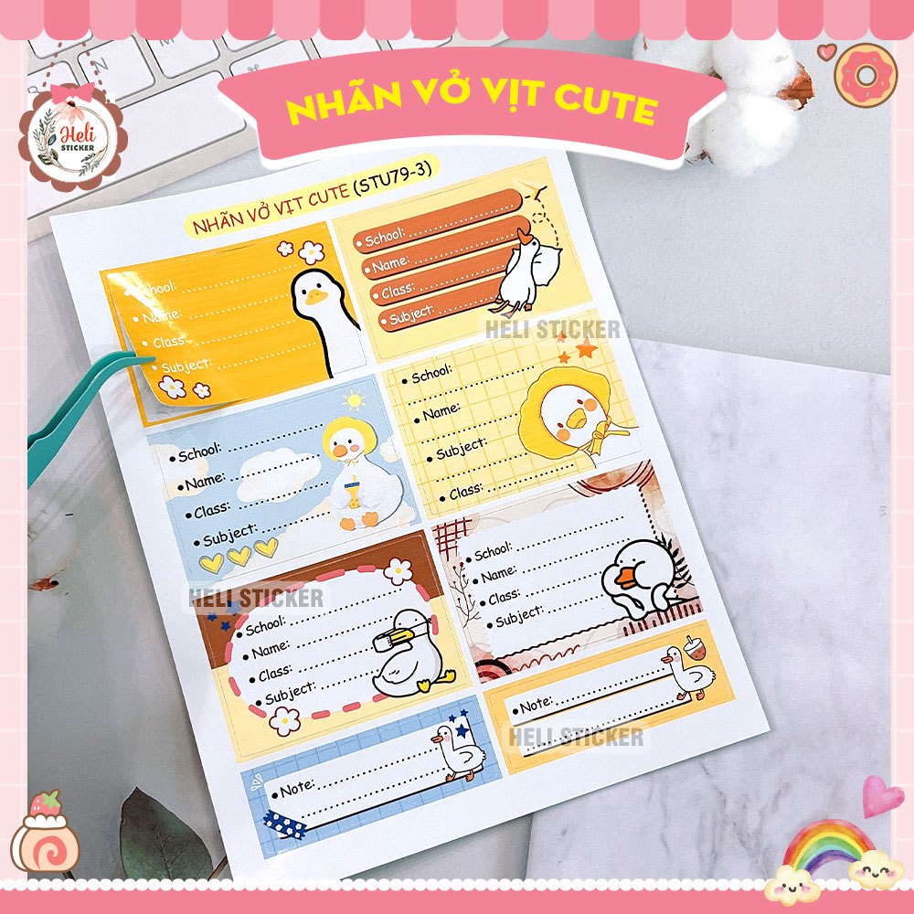 Cute and Lovely Pastel Duck Notebook Labels, Stickers for Notebooks ...