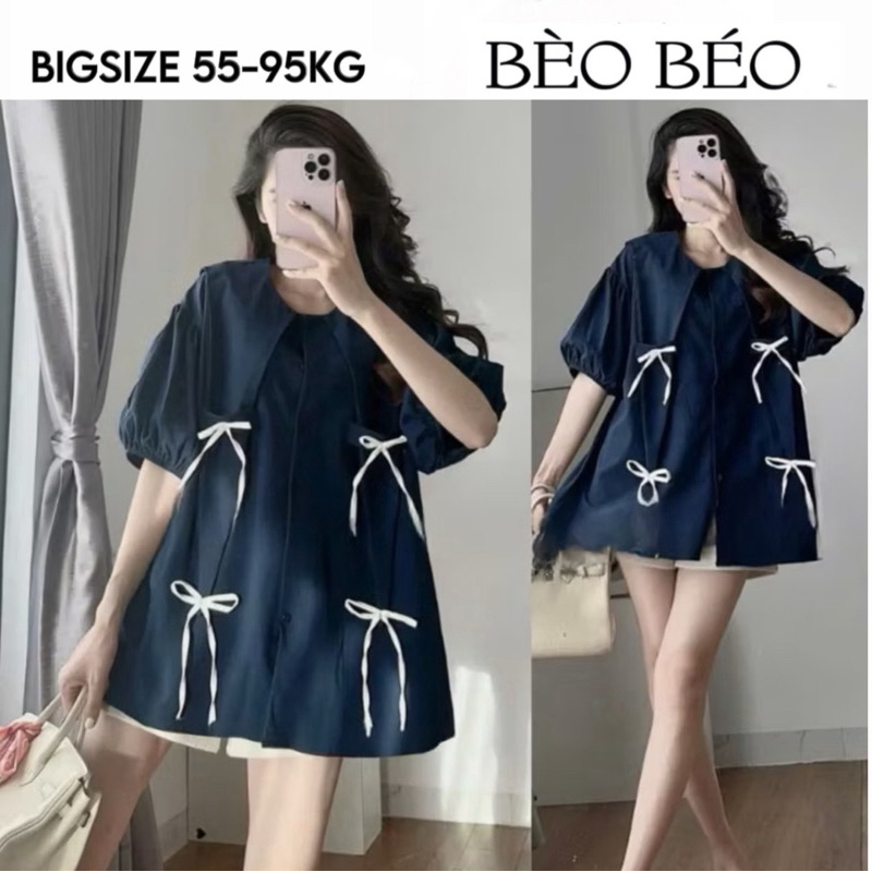 [ BIGSIZE FAT BEAUTIFUL ] BABYDOLL SHIRT SET WITH MANY BOWNS WITH BOWN ...