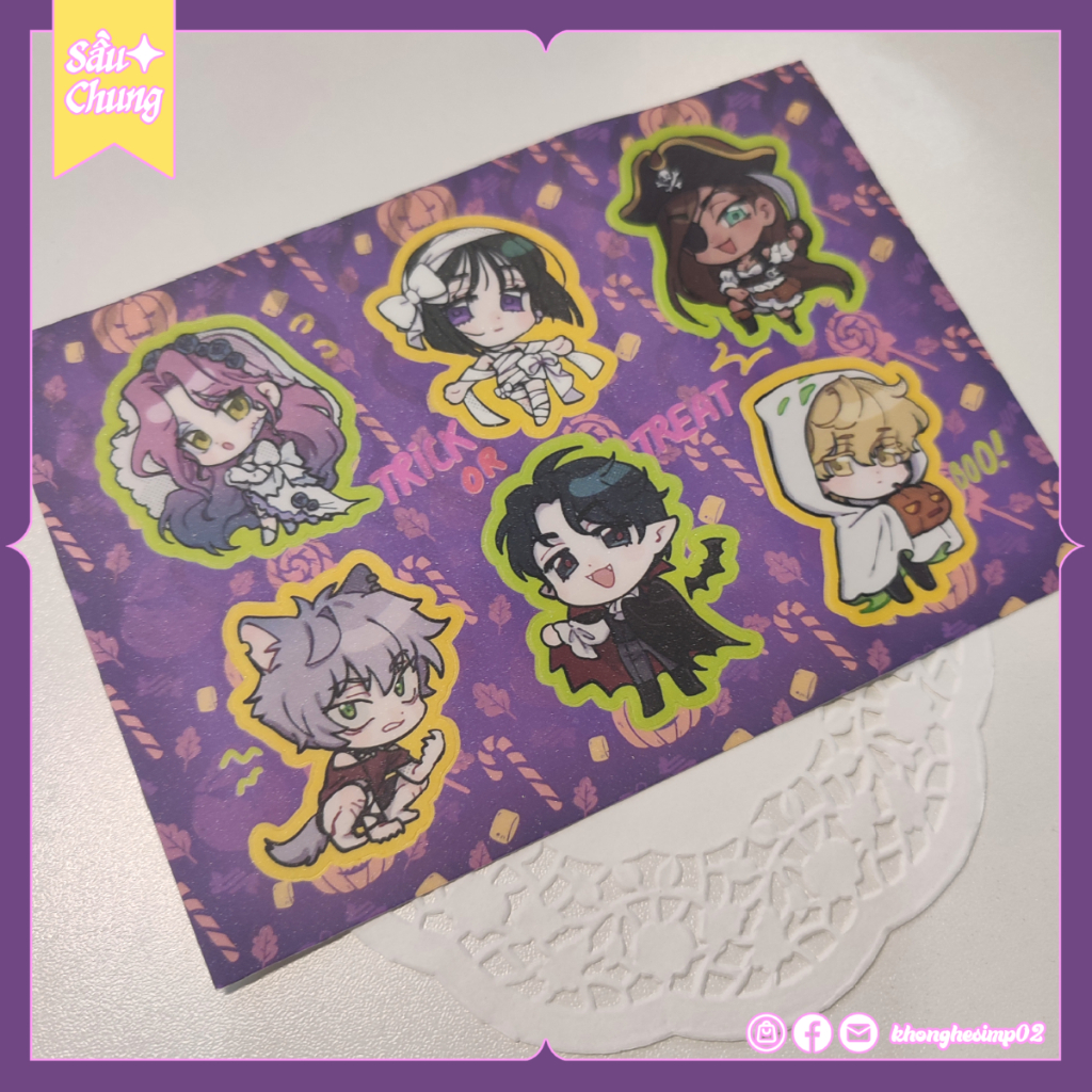 (LIMITED) ALIEN STAGE Halloween chibi hologram/cute glitter stickers ...