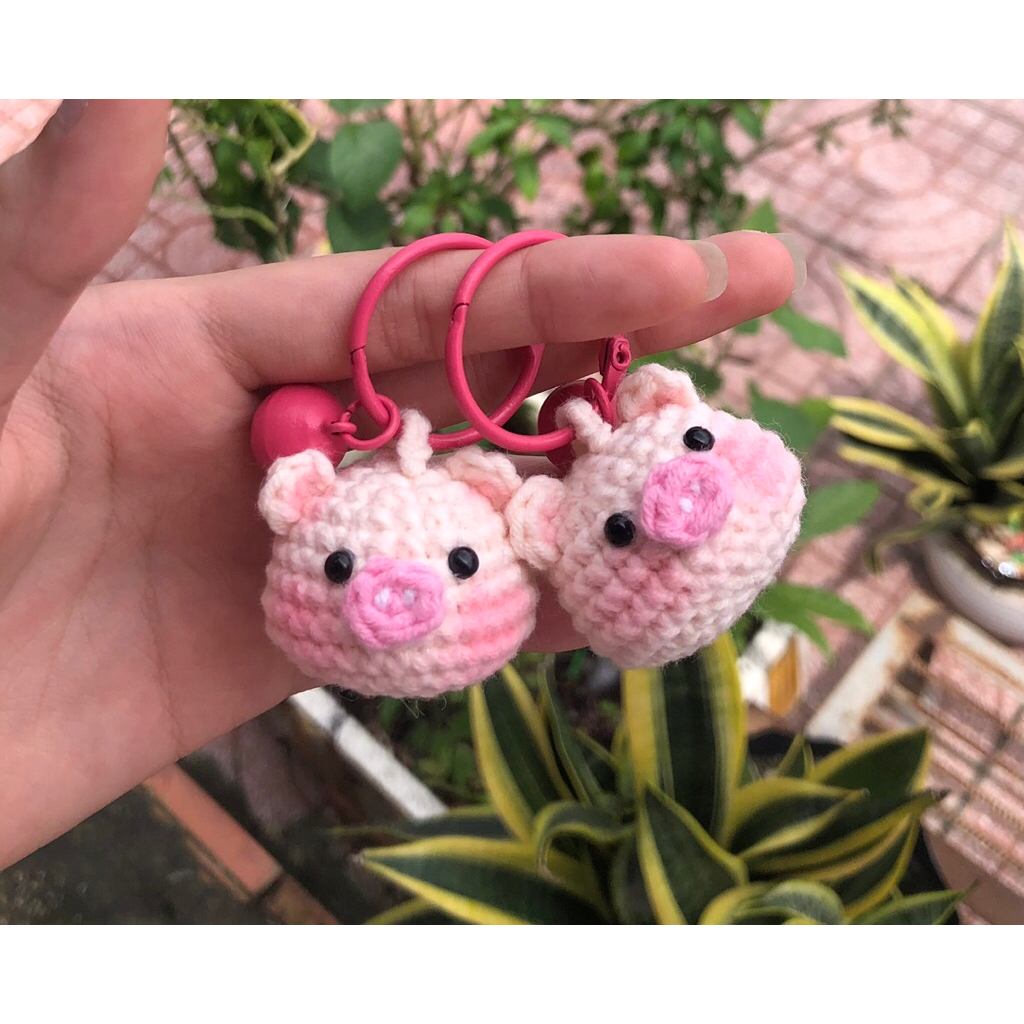 Handmade mini Piglet wool keychain (Please read description carefully ...