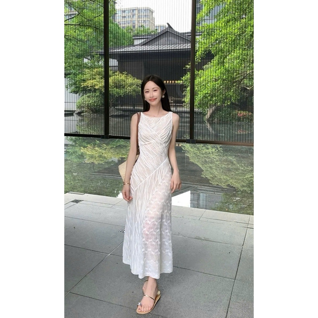 Wgwe sleeveless jacquard lace dress with Korean style body form W6212 ...