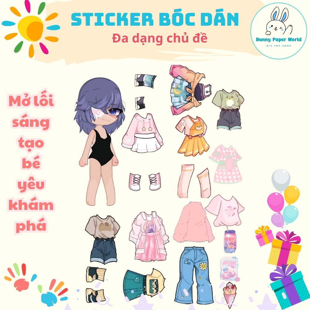 (11B)Aside Sticker set with peel-and-stick toys; toca boca paper dolls ...