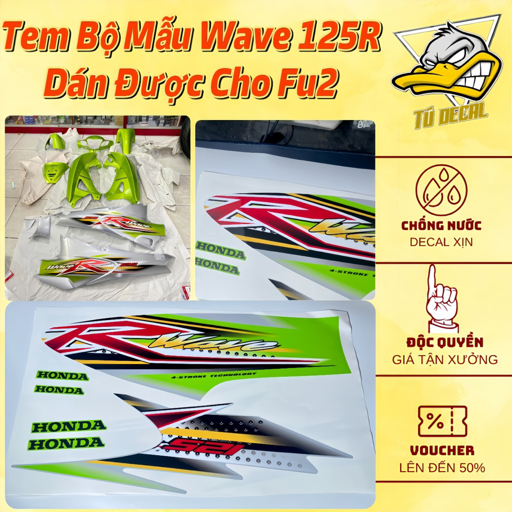 Wave 125R Green Gray Sticker Model Sticker Set for Future 2, Durable ...