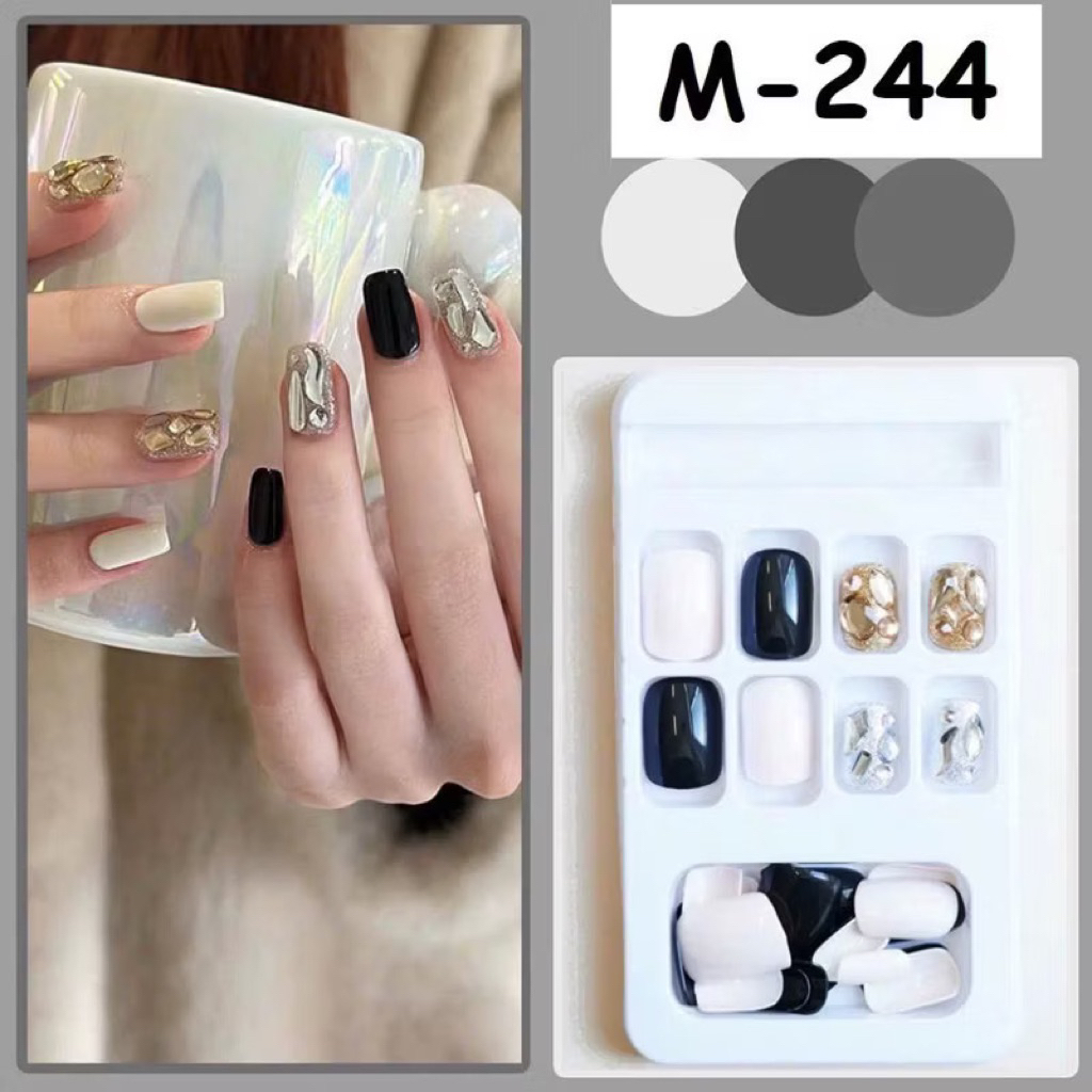 Pieceg Rhinestone Fake Hands Box of 24 Nails Box-244 (Adhesive included ...