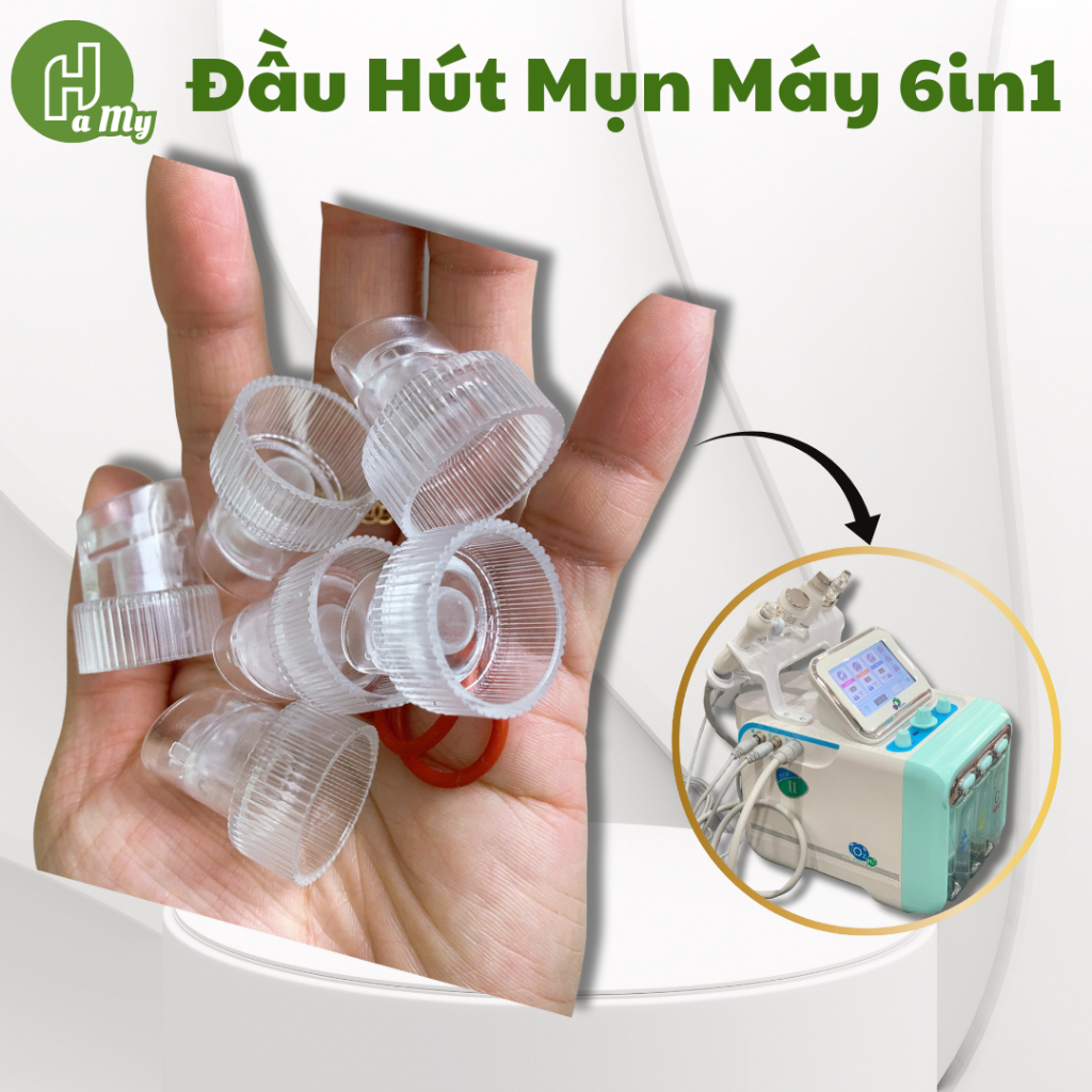 Set of 6 plastic acne suction heads + 4 replacement rubber rings for ...