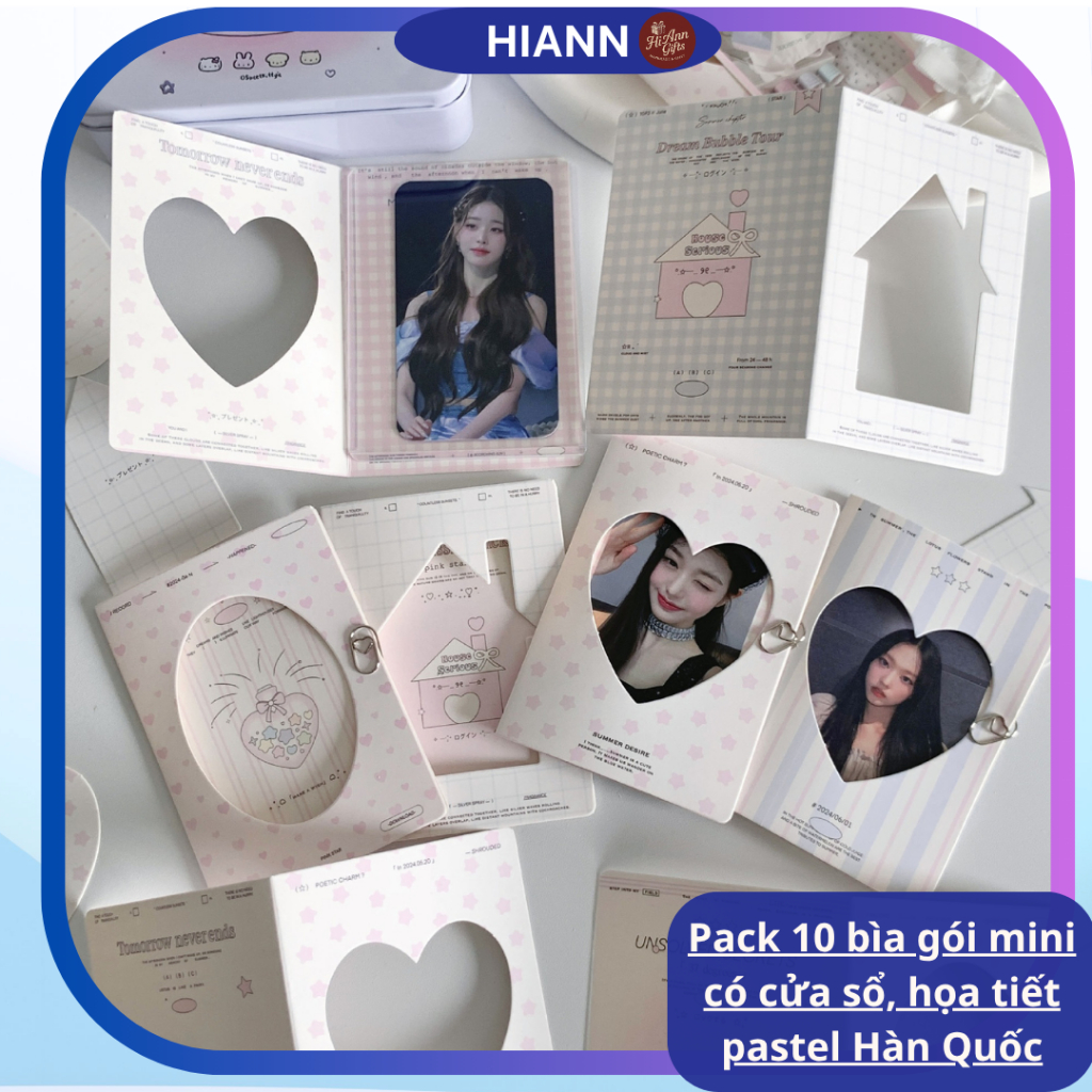 Set of 10 mini cardboard wrappers with heart-shaped windows, house ...