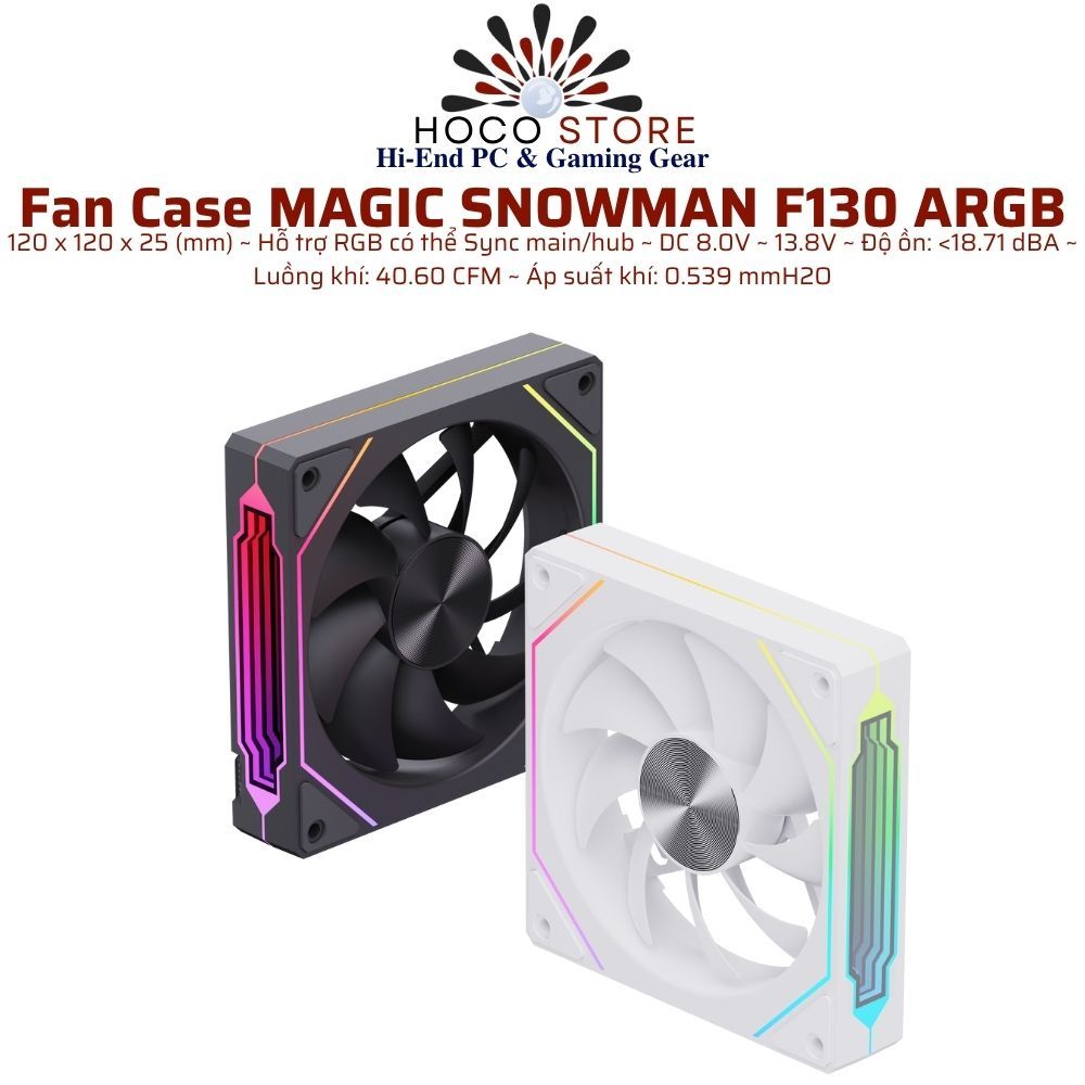 Fan Case PC MAGIC SNOWMAN F130 ARGB Black/White l Hoco Store PC ...