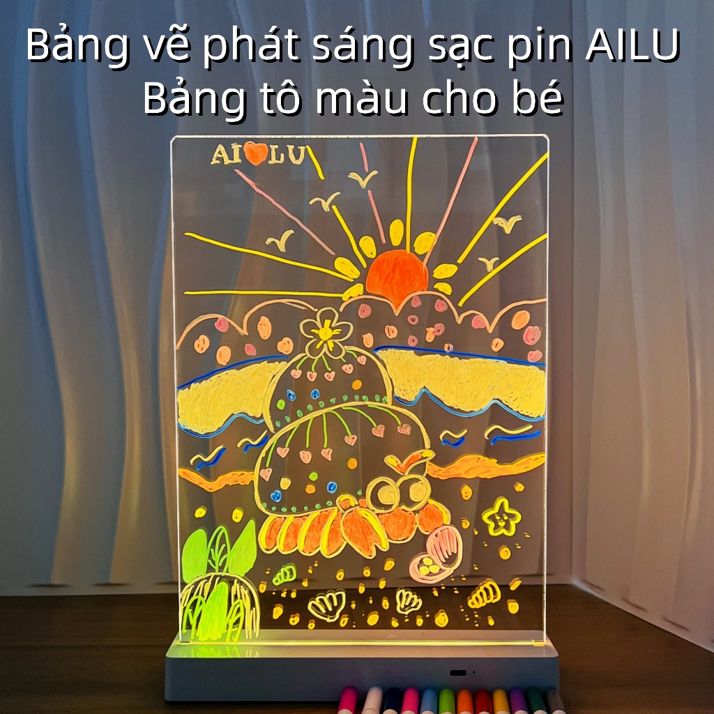 Convenient rechargeable light-up drawing board, easy-to-erase coloring ...