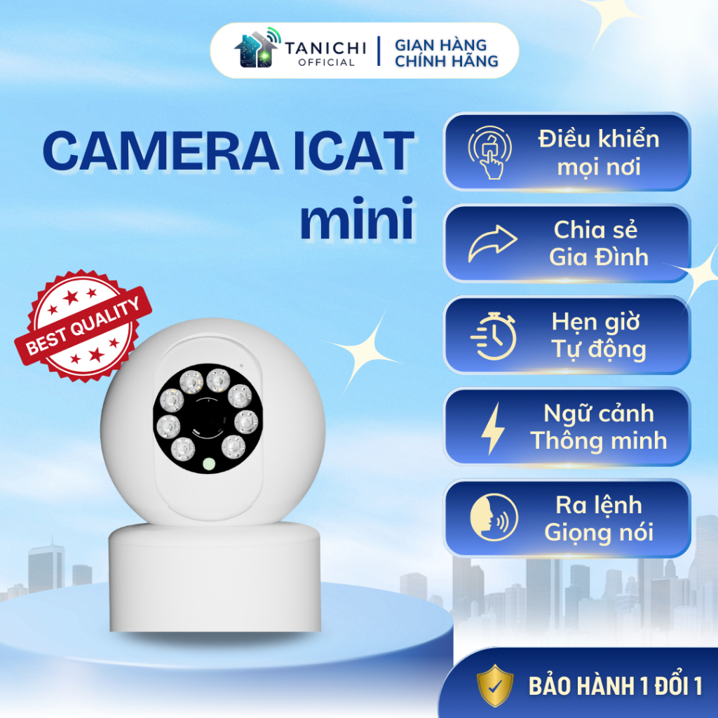 ICat Mini Camera – 360 Degree Rotating WiFi Camera, 2-Way Talk, Night ...
