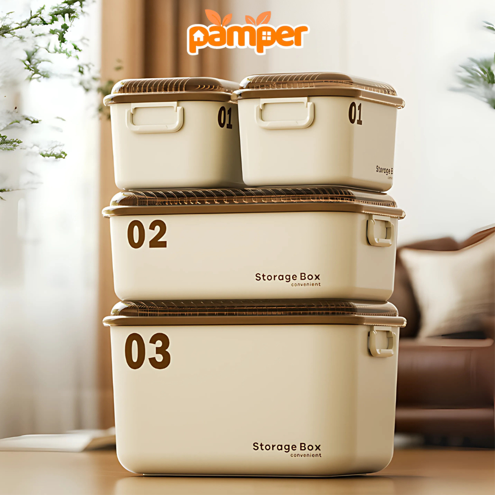 PAMPER Multi-Size Plastic Containers with Handles on 2 Sides, Multi ...