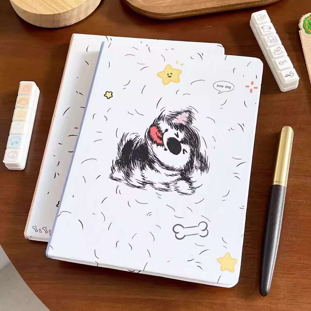 A5 notebook with horizontal lines and funny puppy shapes - Diary, thick ...
