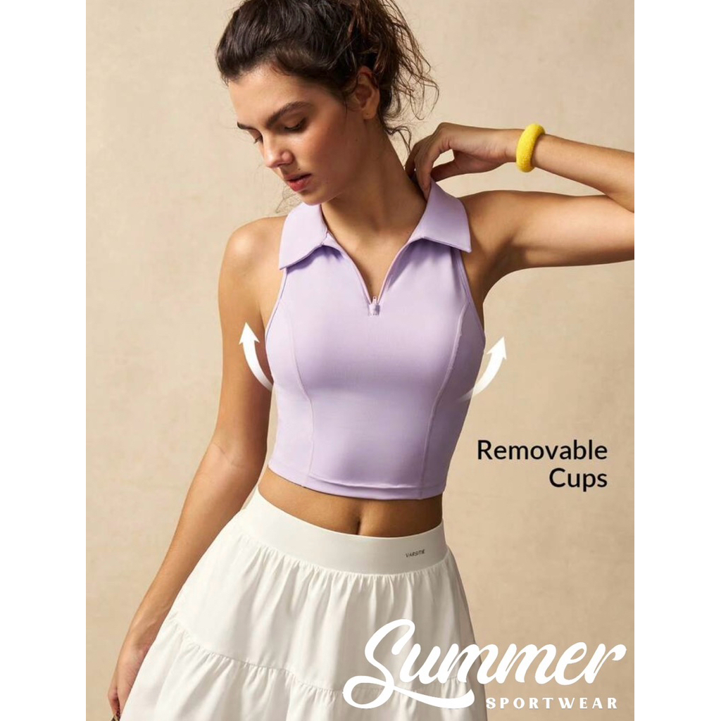 Shirt Sleeveless Purple taro turn-down collar fashion pickleball ...