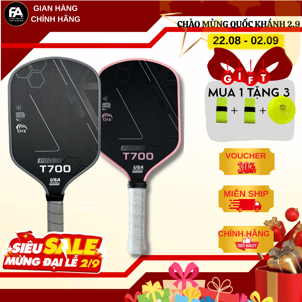 [GIVE BALL] Pickleball racket T700 Pro QIS – T700 Carbon surface, 16mm ...