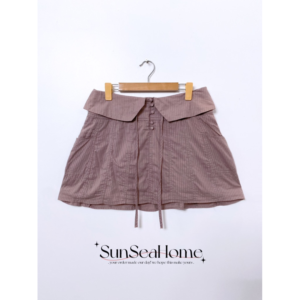 Second-hand 2hand vintage Japanese pink vertical striped A-line short ...