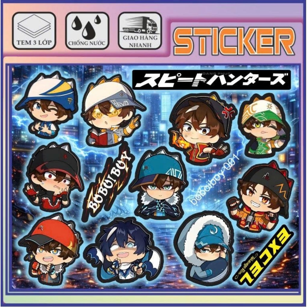 Chibi Speed Hunters Sticker – Cool Hat Character Sticker Set | 3-Layer ...