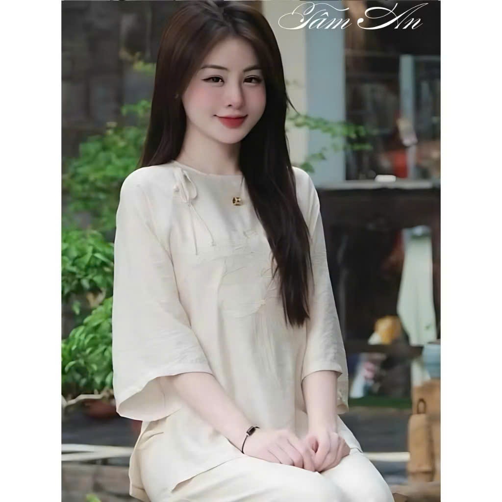 Women's lotus embroidered Dharma outfit - Buddhist clothing model ...