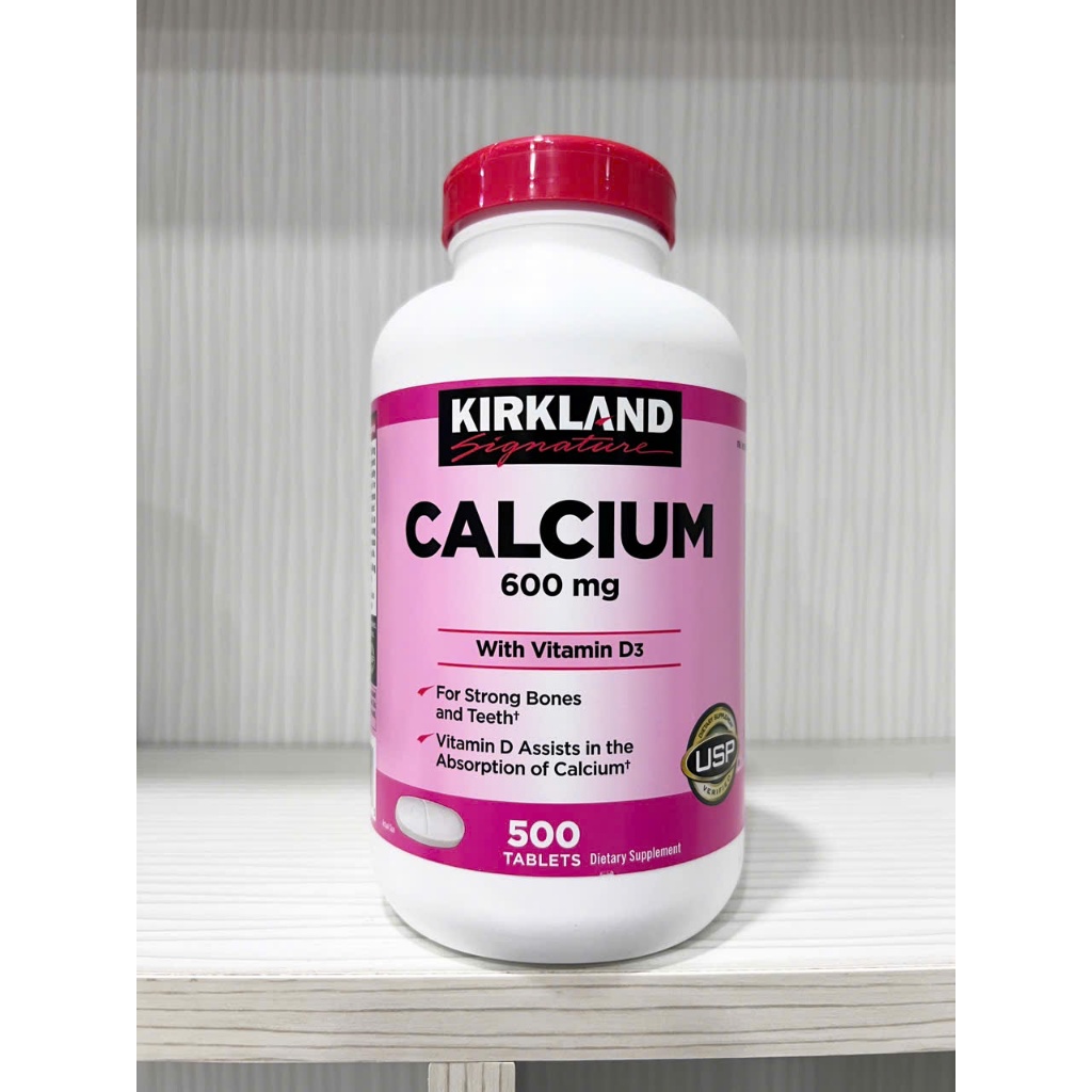 Kirkland Pink Calcium 600mg Vitamin D3 500 tablets - Calcium supplement ...