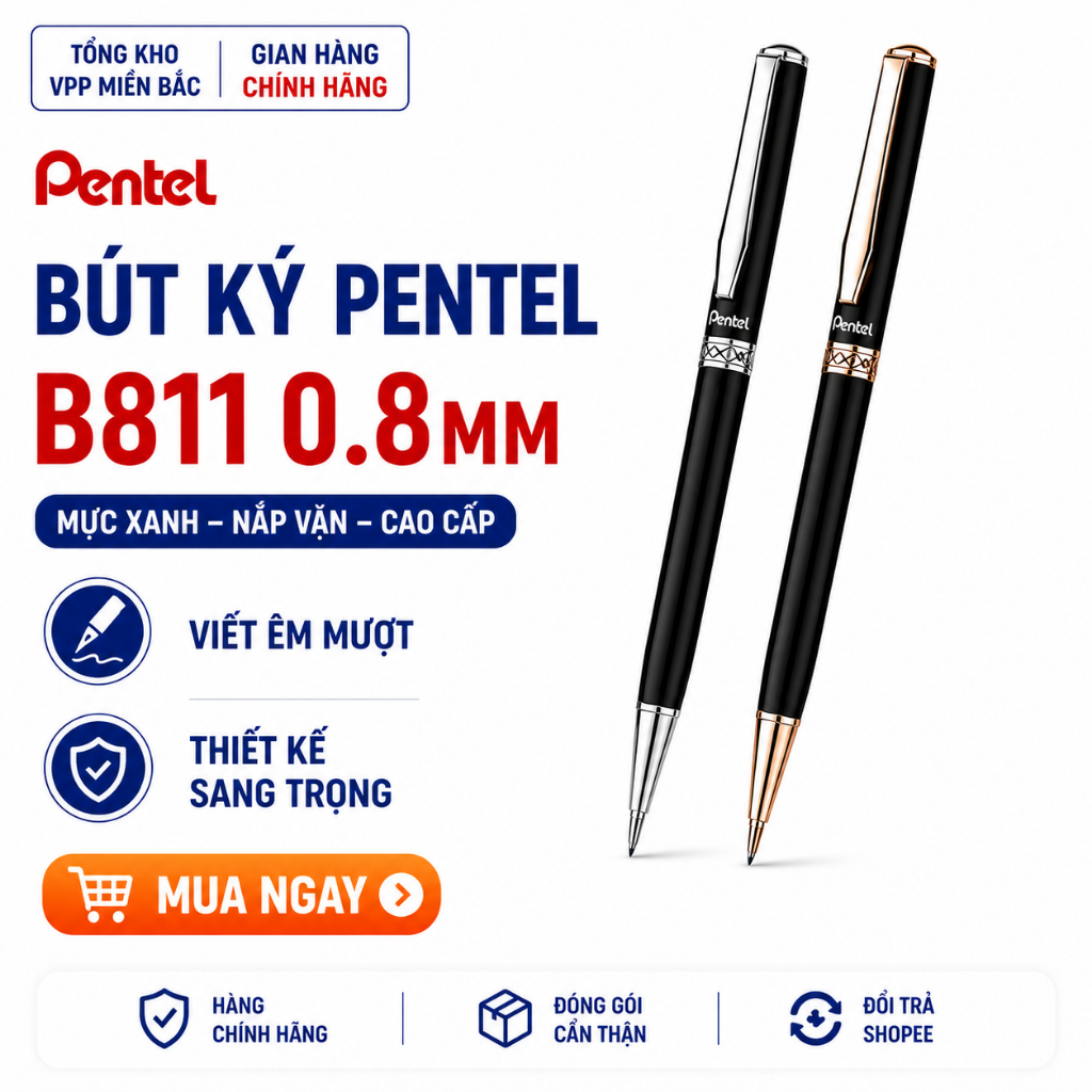 Pentel B811 0.8mm Blue Ink Screw Cap Signing Pen - High Quality ...