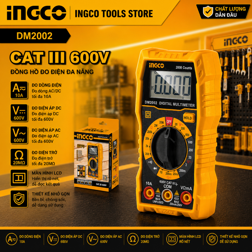 INGCO DM2002 Multimeter | 2000 Count LCD Screen, AC/DC Current ...