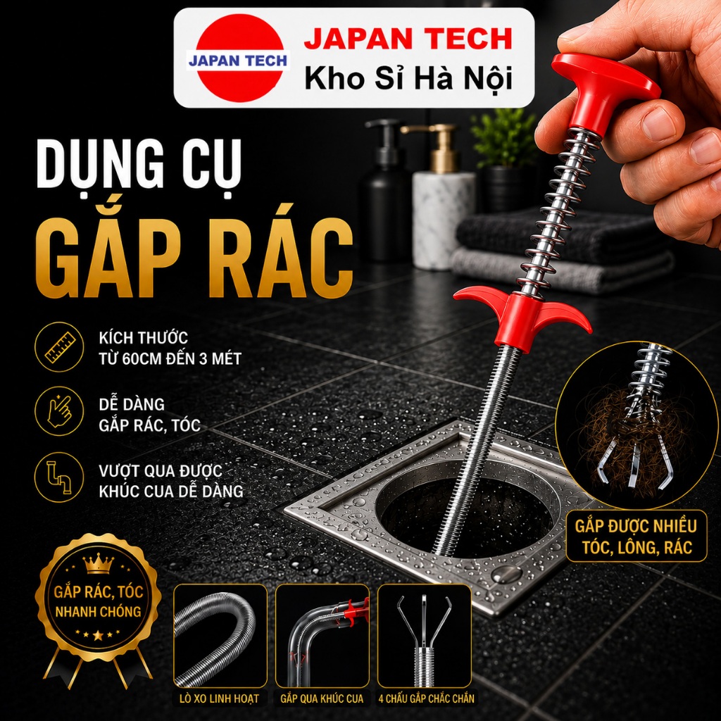 Trash Picker 0.6 - 3 Meters Long - Superior Hair Picker for Unclogging ...