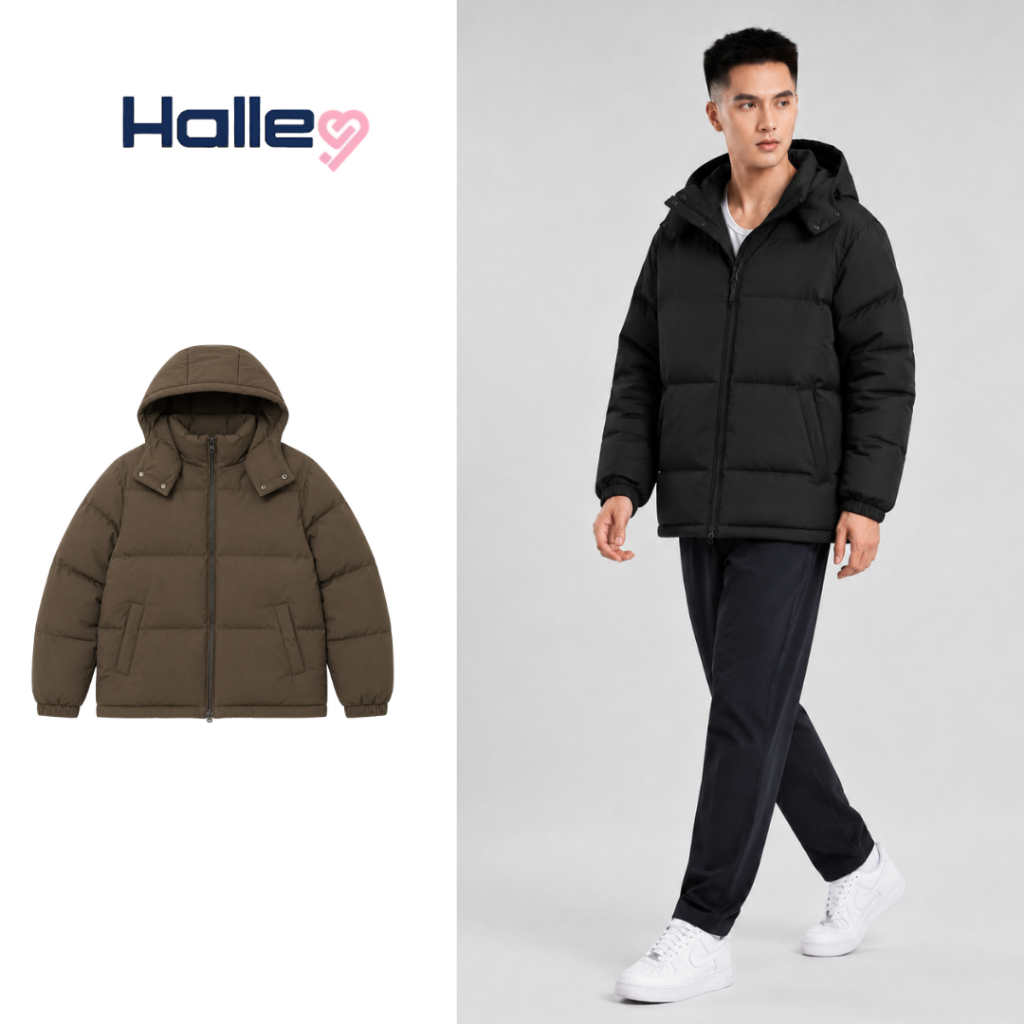 Puffer Jacket Quilted Unisex Extra Warm Winter Heat Retention Attached ...
