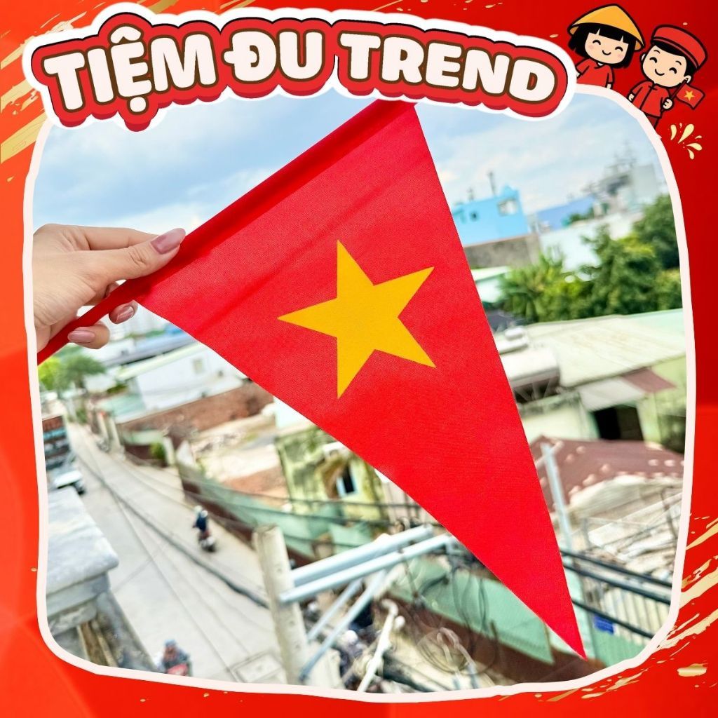 Flag waving triangle with yellow star, cheering on Vietnam, events ...