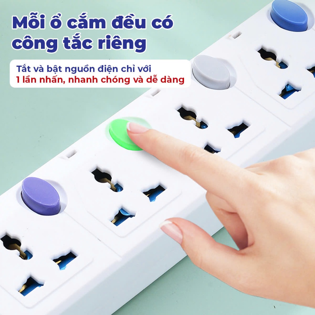 Electrical Socket with 5 Separate Outlets with Integrated Switch and ...