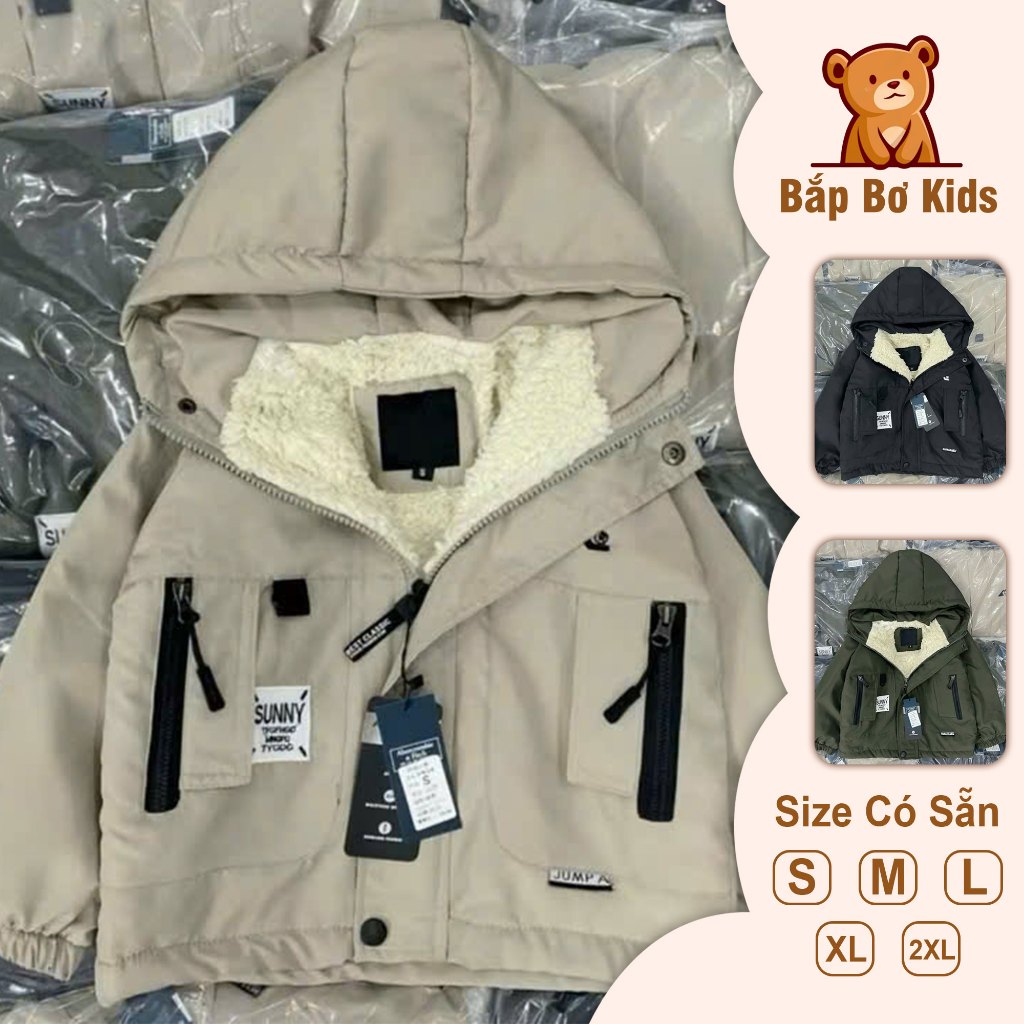 PARKA Rabbit Ear Fur-Lined Windbreaker for Boys and Girls, VNXK Thick ...