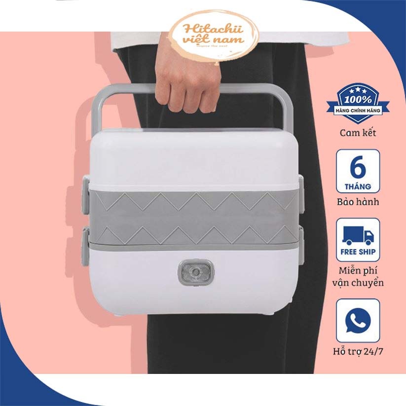 2-layer Office Plug-in Lunch Box with 4 Stainless Steel Bowls to Warm ...