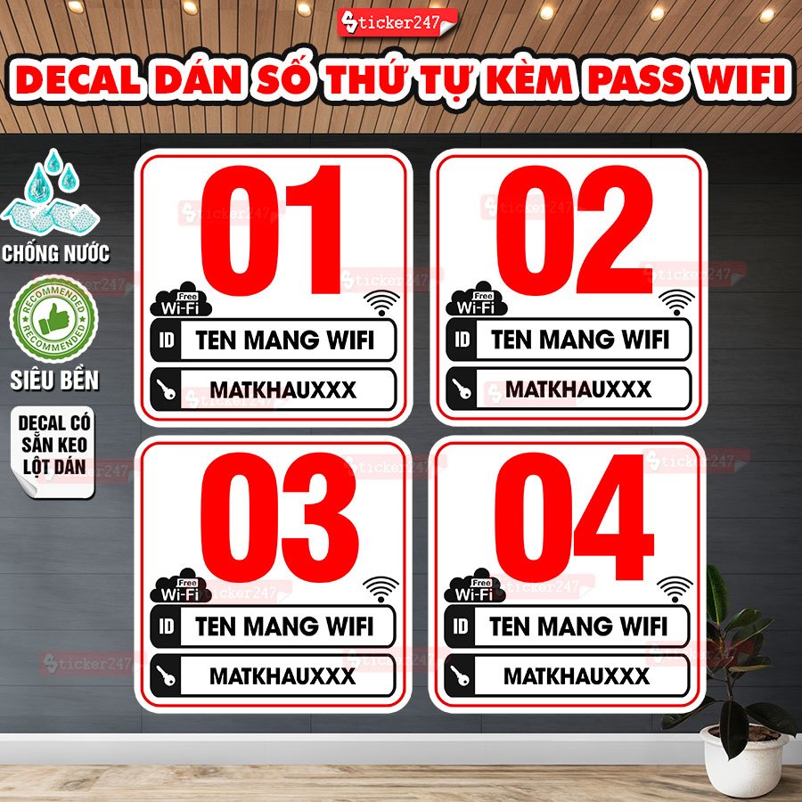 Order Number Decal, Table Number Sticker with Wifi Pass Freeship ...