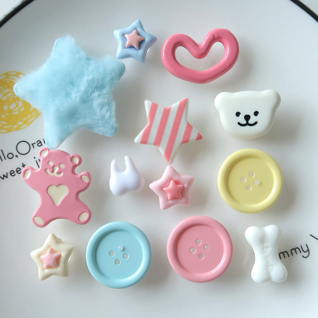 Charm Sticker with bear heart and star theme attached to slippers with ...