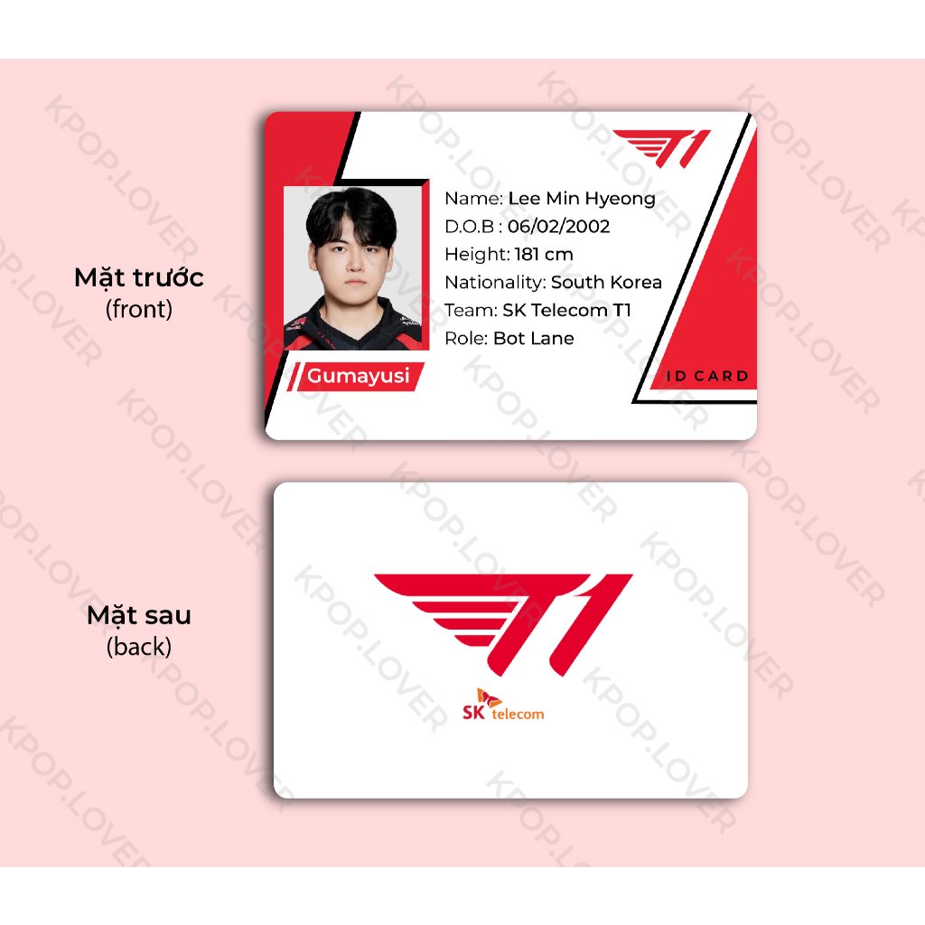 ID CARD esport team SKT T1 (paper card) - Faker, Oner, Peyz, Doran