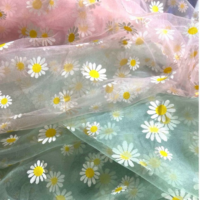 1m of fine mesh fabric with small chrysanthemums, size 1m6(78) | Shopee ...