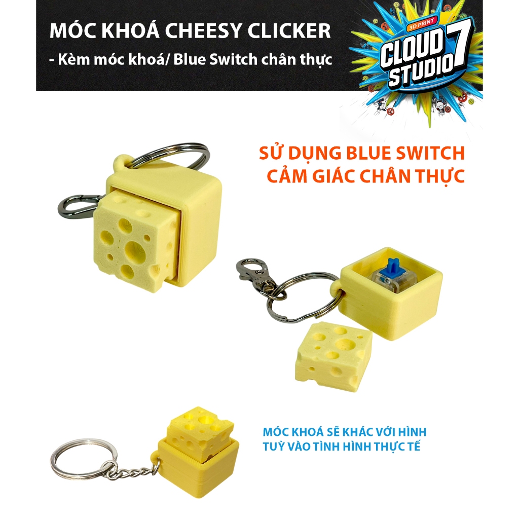 Cheesy Clicker Keychain 3D Printed Stress Relief, Mechanical Keyboard ...