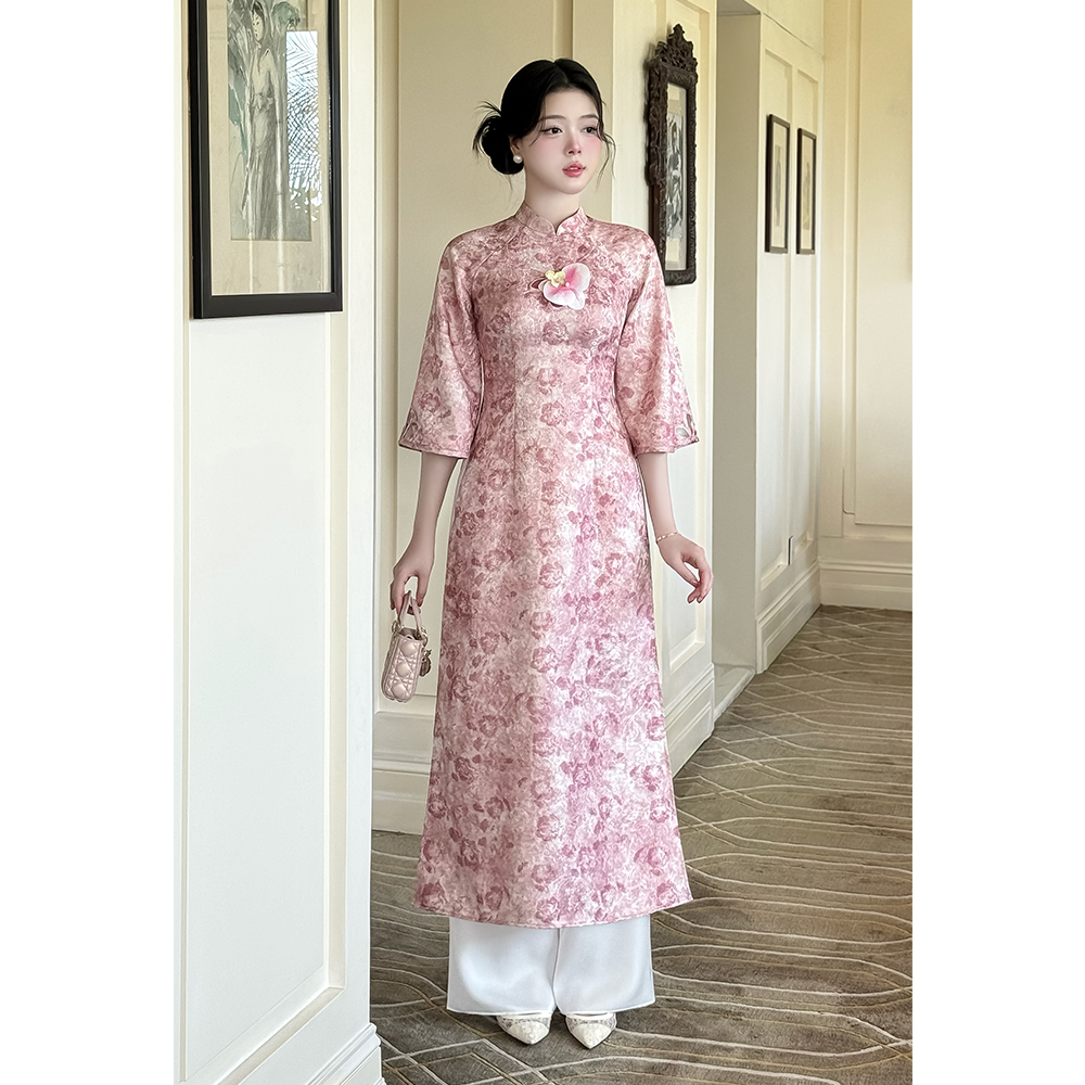 Giian women's modern slim-fit ao dai with 4 panels, turtle neck design ...
